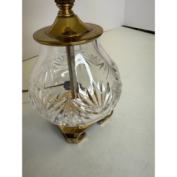 Waterford Cut Crystal Table Lamp with Solid Brass Footed Base + Shade - Picture 5 of 16